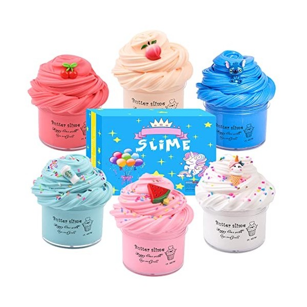 Kit de slime au beurre de dinosaure pour filles et garçons enfants à partir de 34567 ans, comprend des jouets dinosaures et d