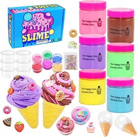 SWZY Ice Cream Slime Fluffy Slime Set Donut Fruit Slime Accessoires pour Filles et garçons 6pcs…