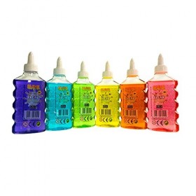 Nice Group - Slime Set Clear Glue pour Enfants avec 6 colles de 180 ML et Couleurs Jaune, Orange, Rose, Bleu Clair, Violet, V