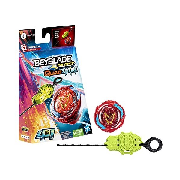 Beyblade Burst QuadStrike, Starter Pack avec toupie de compétition Zeal Achilles A8 et Lanceur, Jouet pour Enfants