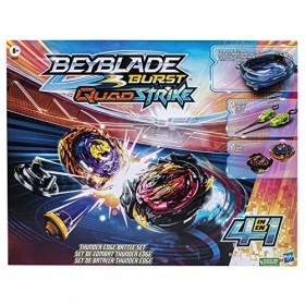 Beyblade Burst QuadStrike, Set de Combat Thunder Edge avec arène Beystadium, 2 toupies et 2 lanceurs, à partir de 8 Ans