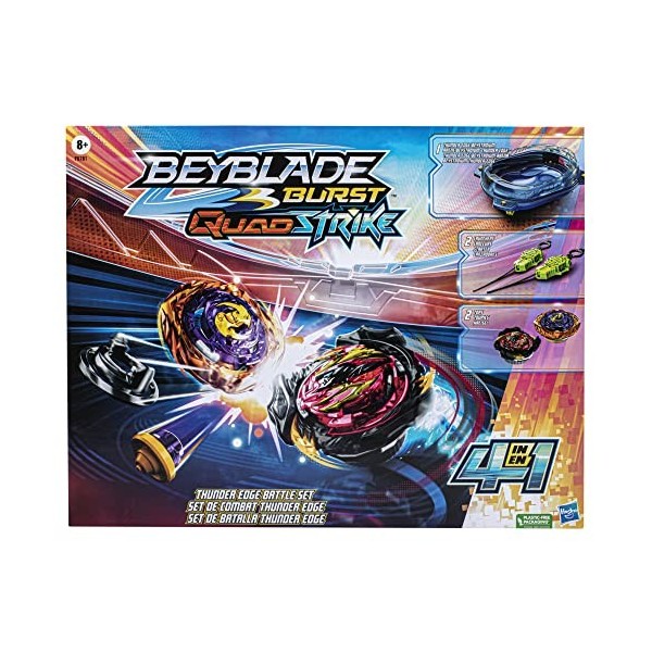 Beyblade Burst QuadStrike, Set de Combat Thunder Edge avec arène Beystadium, 2 toupies et 2 lanceurs, à partir de 8 Ans