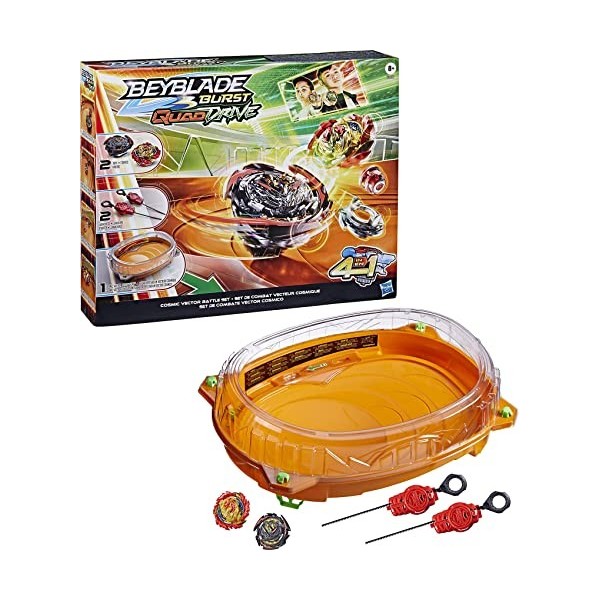 Beyblade Burst QuadDrive Set de Combat Cosmic Vector, arène Beystadium, 2 toupies et 2 lanceurs, à partir de 8 Ans F3334EU4 M