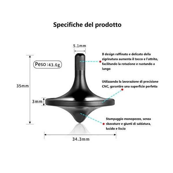 LOQATIDIS Toupie en métal Exquis, équilibre Parfait, Jouets EDC de Bureau Bien Faits, Tourne Longtemps, Plus de 5 Minutes, Ai