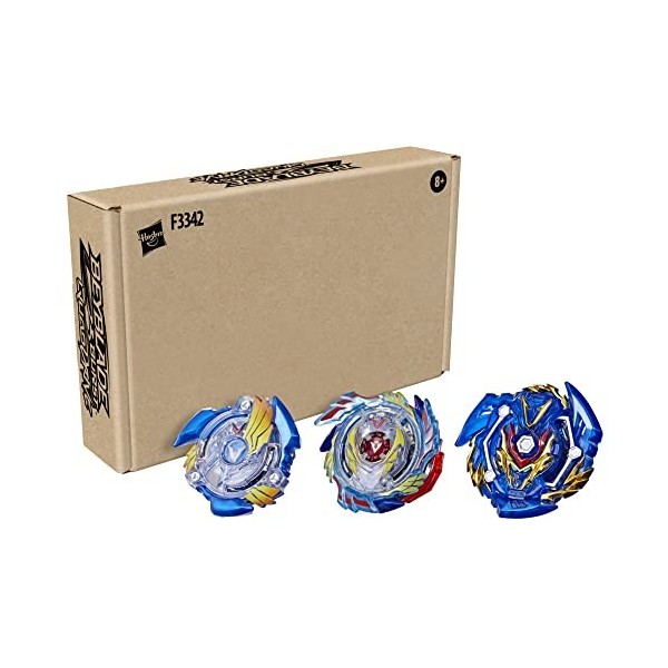 Beyblade Burst EvolutionTrio, Pack de 3 toupies de compétition Genesis Valtryek V3, Sword Valtryek V5 et Valtryek V2, Taille 