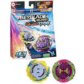 Beyblade Burst QuadStrike Dual Pack, Pack de 2 toupies de compétition Gambit Dragon D8 et Ambush Achilles A8 8+ ans, Inclut 2