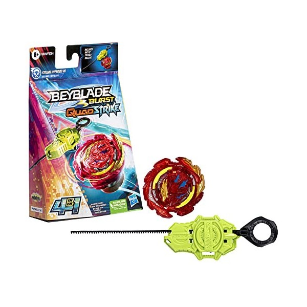 Beyblade Burst QuadStrike, Starter Pack avec toupie de compétition Stellar Hyperion H8 et Lanceur