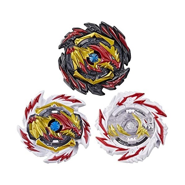 Beyblade Burst Evolution Trio, Pack de 3 toupies Devolos incluant Erase Devolos D5, Venom Devolos D5 et Abyss Devolos D6