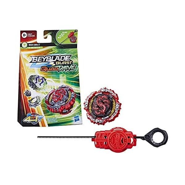 Hasbro Beyblade Burst QuadDrive, Starter Pack avec toupie Wrath Cobra C7 et Lanceur, Jouet pour Enfants F3338EU4 Multicolore