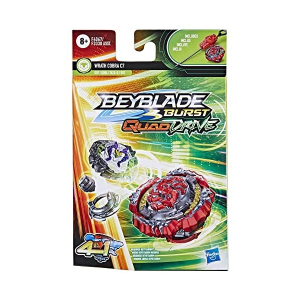 Hasbro Beyblade Burst QuadDrive, Starter Pack avec toupie Wrath Cobra C7 et Lanceur, Jouet pour Enfants F3338EU4 Multicolore