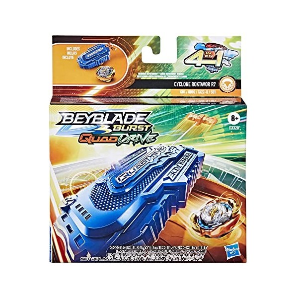 Hasbro Beyblade Burst QuadDrive Lanceur à Corde Cyclone Fury, Set de Combat avec toupie Multicolore