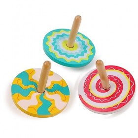 PLANÈTE Bois - Toupie Kaléidoscope - FSC - 030146-1 pièce - Couleur Aléatoire - Bois - Jeu pour Enfant - Récréation - À Colle