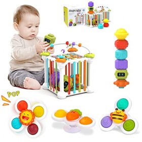 Jokooan Jouet Montessori pour Bébés 12 pcs , Jeux Montessori Cubes de Motricité STEM Jouets Éducatifs de Tri des Formes avec