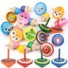 Toupie en Bois, Comius Sharp 30 Pcs Mini Spinning Top en Bois, Jeu Educatif, Colorées Gyroscopes en Bois Densemble pour Enfa