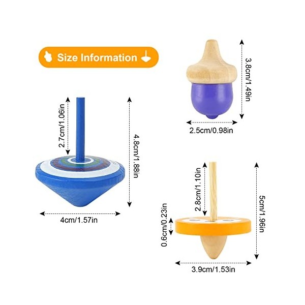 Toupie en Bois, Comius Sharp 30 Pcs Mini Spinning Top en Bois, Jeu Educatif, Colorées Gyroscopes en Bois Densemble pour Enfa