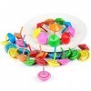 Toupie en Bois, 30 Pcs Mini Spinning Top en Bois, Jeu Educatif, Colorées Gyroscopes en Bois Densemble pour Enfants Couleur 