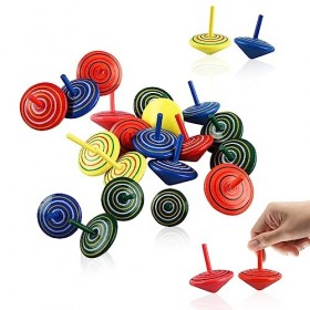 Bois Toupies, Beihre 50pcs Toupie Enfant, Coloré Mini Toupie Enfants Jouet Set Mini Jouet Cadeau dInvitation Petit Cadeau Pa