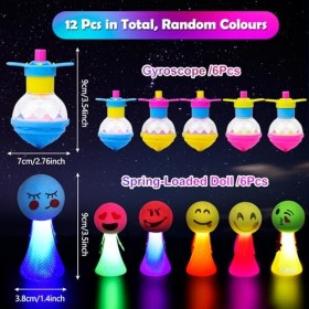 FORMIZON Jouets Lumineux LED, 12 Pièces Jouet Lumineux Petites Toupie avec Rebondissante de Dessin Animé, Clignotant Jouet po