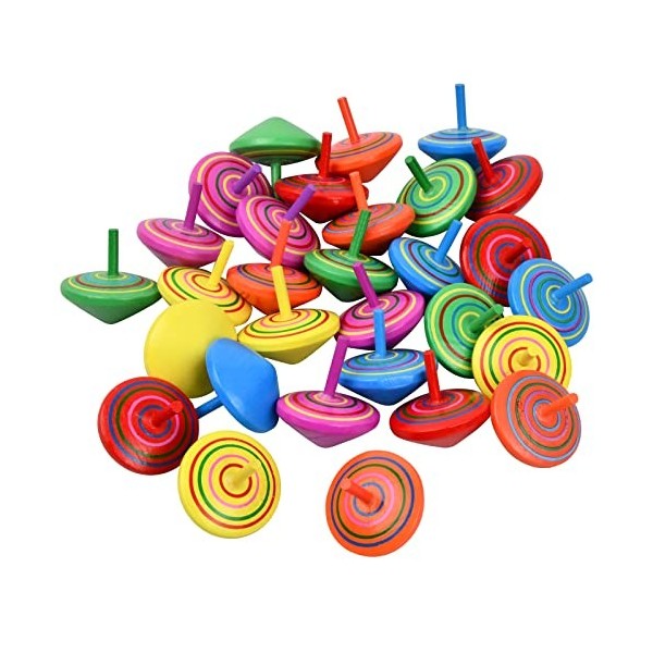 Xzeemo 30PCS Coloré Petites Toupies Jouets pour Enfants, Toupies en Bois, Mini Spinning Top en Bois Gyroscopes en Bois pour A
