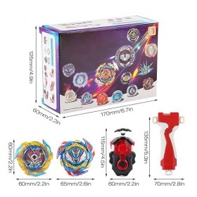 FENGQ 2Pcs Metal Fusion Blade Gyro de Combat Jouet Set, Turbo Blade Gyro avec Lanceur Poignée, Gyroscopes de Combat Jouet Set