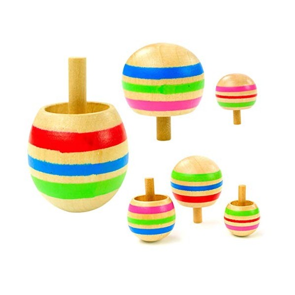 mengger Toupie en Bois, Petites Jouet Spinning Top en Bois Mini Coloré Gyroscopes éducatifs la Maternelle Couleur Aléatoire 