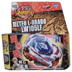 Toupie 4D Metal Rapidity Meteo L-Drago LW105LF BB88 avec lanceur avec corde, accélérateur 180 et pointe en métal