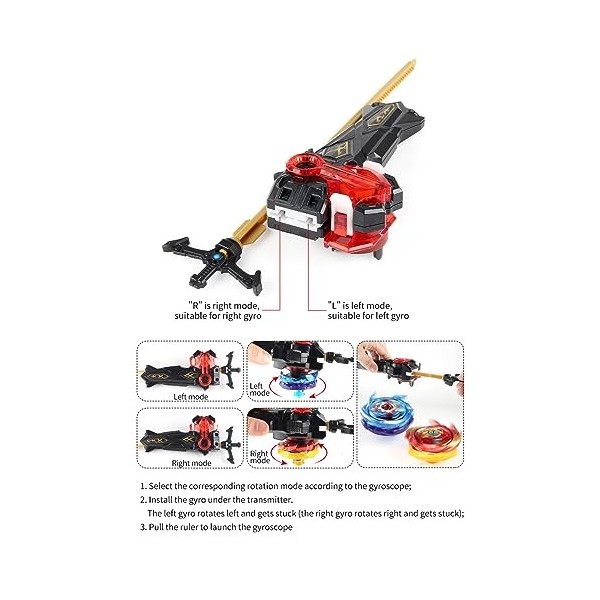 Netoke Bey Toupie Burst Turbo 4D Combinaison, Set avec Lanceur De Jeu Metal Fusion, Jouets Classiques Enfants Cadeau, B-180