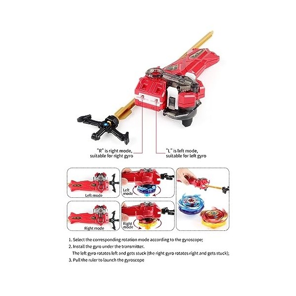 Netoke Bey Toupie Burst Turbo 4D Combinaison, Set avec Lanceur De Jeu Metal Fusion, Jouets Classiques Enfants Cadeau, B-173-1