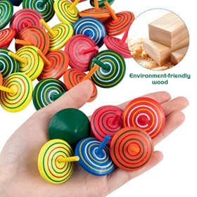 36 Pièces Toupies en Bois,Toupies Jouets pour Enfants Mini Spinning Top Gyroscopes Coloré Anniversaires denfants invités Pet