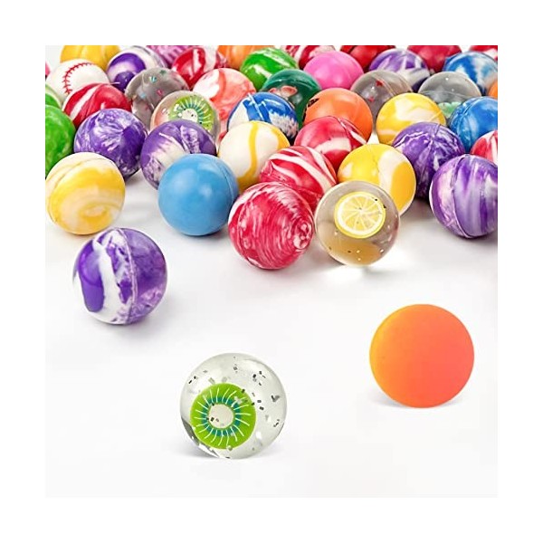 50 Pièce Balles Rebondissantes pour Enfants, 25 mm Balles Rebondiss