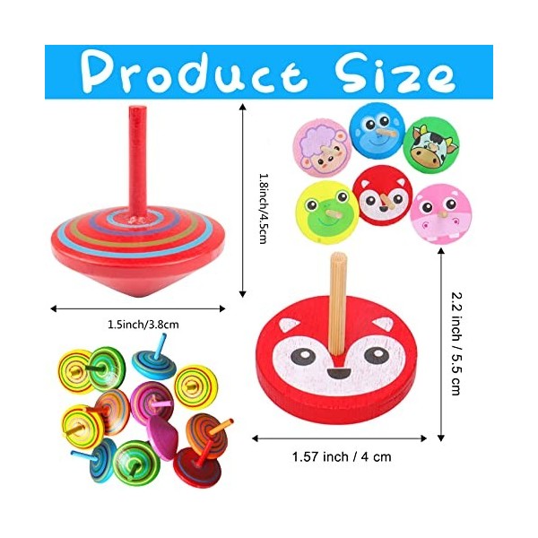 24 Pièces Toupie Enfant Bois, Mini Toupie Anniversaire, Mini Spinning Top  Gyroscopes Coloré, Bois Jouet pour Enfants avec des Motifs d'animaux  Colorés, pour Jouet De FêTe des Enfants Cadeau : : Jeux