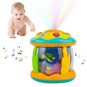 Locisne Ocean projecteur de Musique Rotatif Jouet sensoriel pour bébé 12 Mois+, 8 lumières colorées et 6 Types de Musique Amu