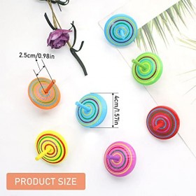 Lot de 16 toupies en bois peintes à la main - Gyroscope en bois pour jeux éducatifs