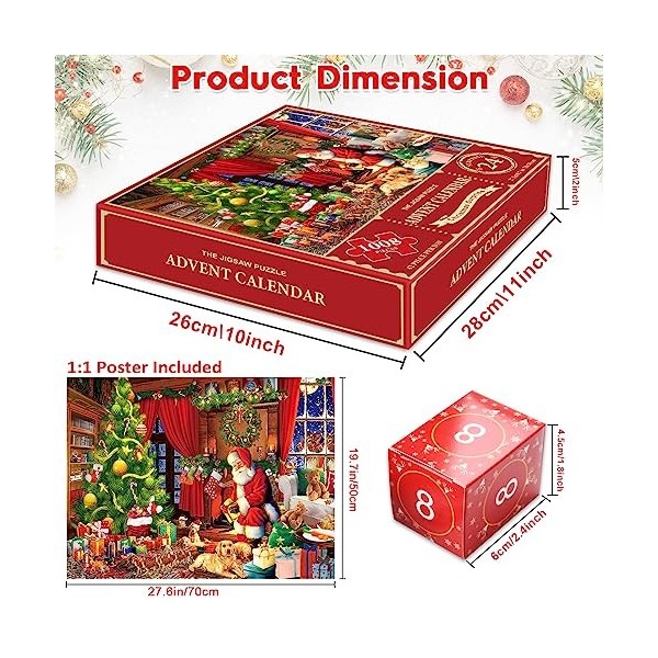 Calendrier de lAvent 2023 - Puzzle de Noël - Le Père Noël prépare des cadeaux, 24 boîtes - 1008 pièces - Puzzles pour adulte