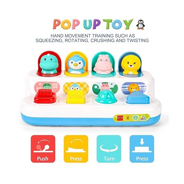 LZDMY Pop-up Jouet Montessori pour Bébés avec Animaux Couleurs,Jouets Dactivité et Développement Apprendre Motricité Fine,Je