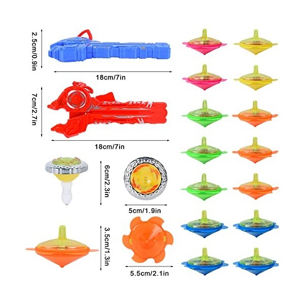 colmanda Lumineux Petites Toupie, 16 Jouets Lumineux LED Petites Toupie Coloré 2 Clignotant Jouets Toupie + 14 Mini Spinning 