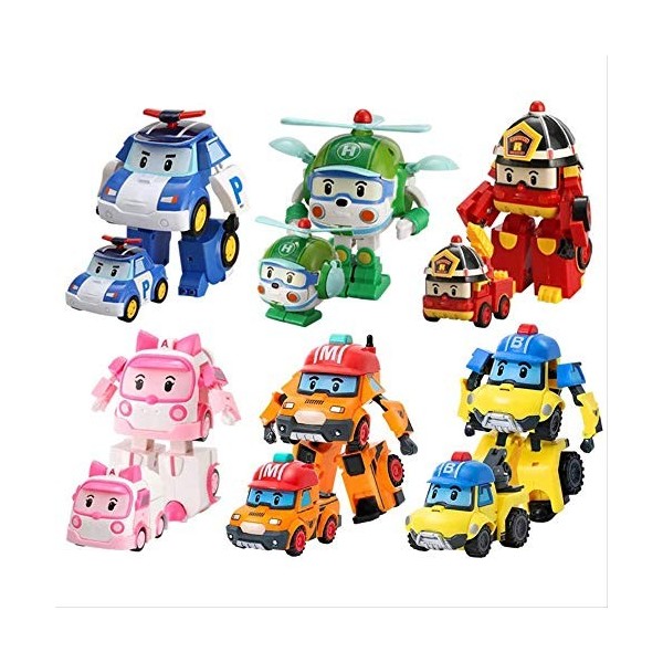 wasd 6 pièces jouets Robocar Poli Robot Poli Amber Roy Modèle de voiture Anime Action Figure Jouets pour enfants cadeau