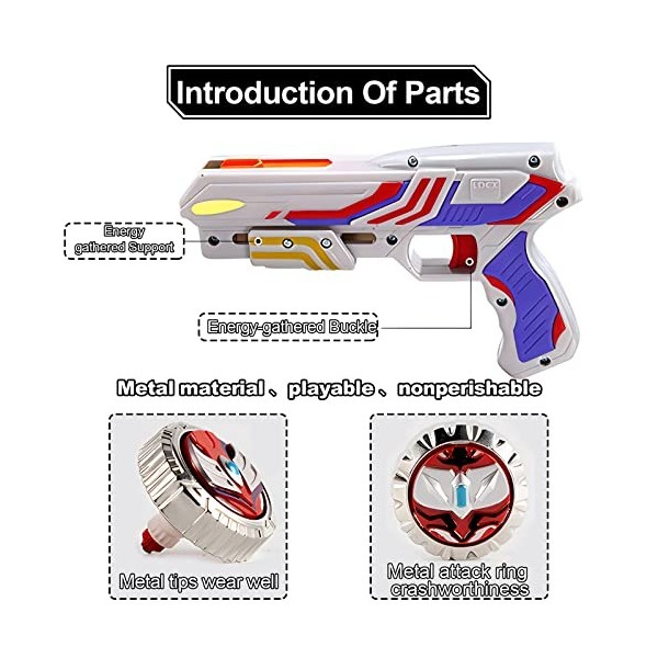 3T6B Toupie Burst avec Lanceur, Peonza Juguete Bey Battle Tops Burst Turbo, Couleur Bleu, Jouet Compatible avec Toute La Gamm