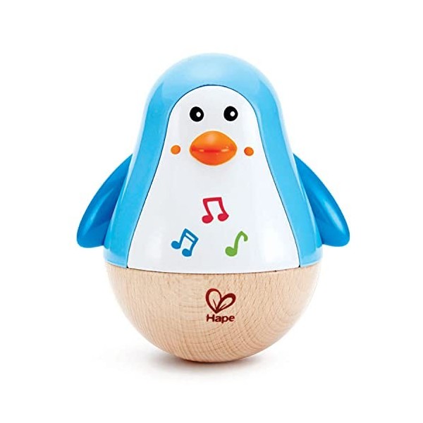 Hape Pingouin Culbuto Musical - Jouet Musical en Bois pour Enfant - Jouet dÉveil de Motricité pour Bébé dès 6 Mois - Jouet É