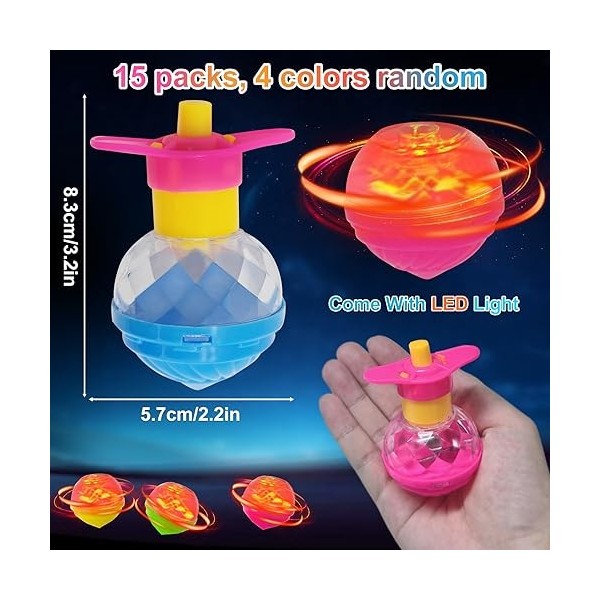 Shinybox Gyroscope LED - 15 pièces - Jouet lumineux à LED - Cadeau de fête pour enfants - Cadeaux de fête pour enfants - Glow