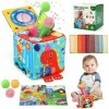 BelleStyle Jeux Bebe 6 Mois, Jouet Montessori Bebe 6-12 Mois, Jeux Sensoriel Bébé, Dinosaure Boîte à Tissus avec Papier Frois