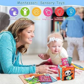 BelleStyle Jeux Bebe 6 Mois, Jouet Montessori Bebe 6-12 Mois, Jeux Sensoriel Bébé, Dinosaure Boîte à Tissus avec Papier Frois