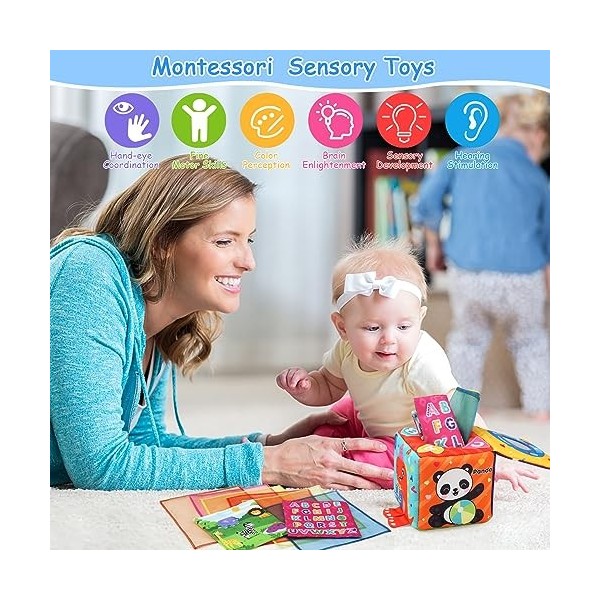 Jouet Bébé Boîte à Mouchoirs 6 Mois Jouets Sensoriels Montessori