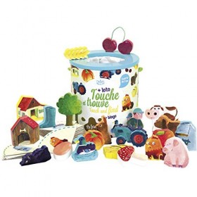 VILAC - Jeu Touche et Trouve "La ferme" - 21 Pièces - Jouet en bois de reconnaissance tactile - Multicolore - Amusant - Dével