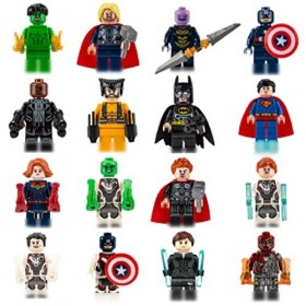 LEOSXA 16 Pièces Mini Figurines,Ensemble de Mini Figurines Héros,Série de Jouets de Blocs de Construction,Hero Action Doll Bu