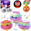 Halloween Toupies Déveil Jouets, 6 PCS Gyroscopiques avec Lumières LED et Musique Jouets, Kit de Faveurs de Jeux de Fête dh