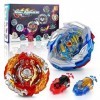 DAJASD Toupie Burst Set, 2 Pcs Metal Fusion Blade Gyro, 4D Set Beyblade Métal Fusion avec Lanceur Poignée, Super Combat Jouet