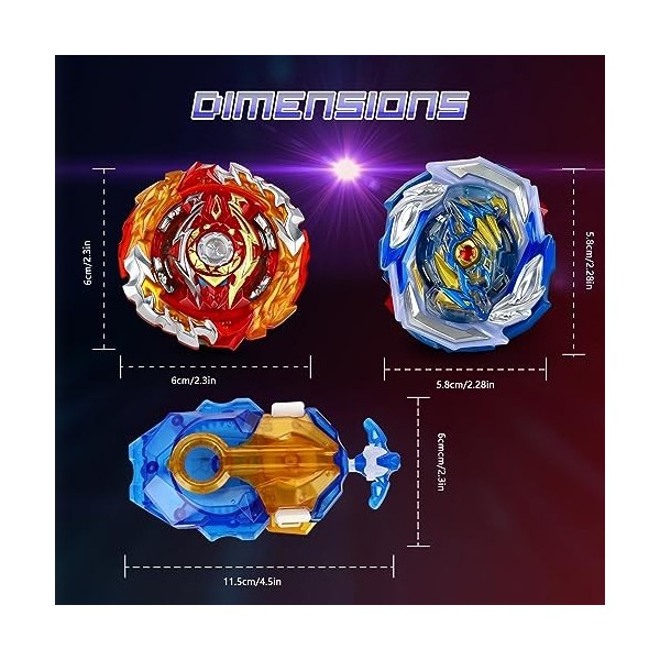 DAJASD Toupie Burst Set, 2 Pcs Metal Fusion Blade Gyro, 4D Set Beyblade Métal Fusion avec Lanceur Poignée, Super Combat Jouet