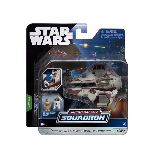 Bizak Star Wars Micro Galaxy Squadron OBI-WAN Kenobis Jedi Interceptor 8 cm avec 2 Figurines de 2,5 cm 62610034 