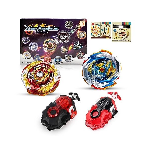 LUFEIS Toupie Beyblade Metal Fusion avec Lanceur, 2 Gyro Métal Super Combat, Toupie Beyblade Burst Turbo, Tops de Combat Toup